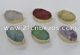 NGC476 20*30mm oval druzy agate gemstone connectors wholesale