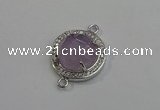 NGC5018 20mm flat round amethyst with rhinestone connectors