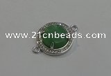 NGC5020 20mm flat round green aventurine with rhinestone connectors