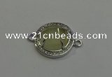 NGC5023 20mm flat round lemon quartz with rhinestone connectors