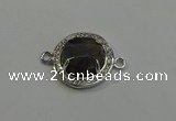 NGC5024 20mm flat round labradorite with rhinestone connectors