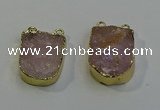 NGC5026 20*35mm - 25*40mm freeform rose quartz connectors