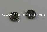 NGC5043 12mm - 14mm flat round druzy agate with rhinestone connectors