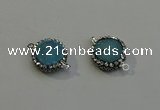 NGC5046 12mm - 14mm flat round druzy quartz with rhinestone connectors