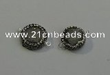 NGC5048 12mm - 14mm flat round druzy quartz with rhinestone connectors