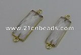 NGC5075 12*30mm - 15*35mm faceted rectangle white crystal connectors