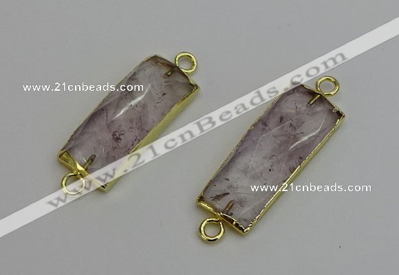 NGC5076 12*30mm - 15*35mm faceted rectangle light amethyst connectors