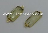 NGC5078 12*30mm - 15*35mm faceted rectangle lemon quartz connectors