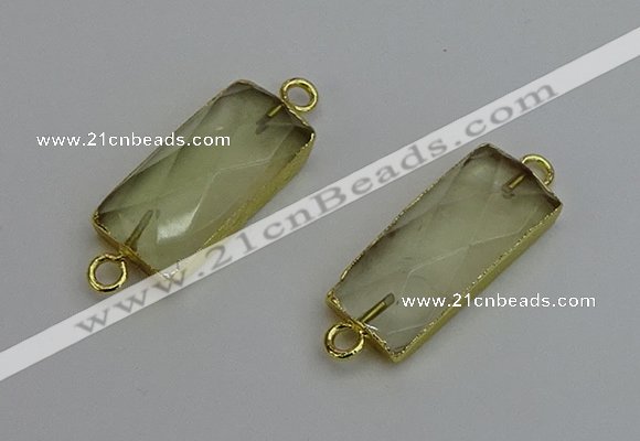 NGC5078 12*30mm - 15*35mm faceted rectangle lemon quartz connectors