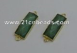 NGC5084 12*30mm - 15*35mm faceted rectangle green aventurine connectors