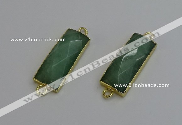 NGC5084 12*30mm - 15*35mm faceted rectangle green aventurine connectors