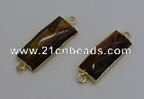 NGC5086 12*30mm - 15*35mm faceted rectangle yellow tiger eye connectors