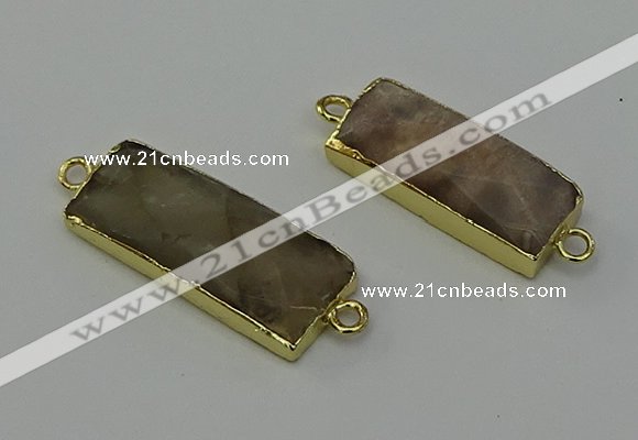 NGC5087 12*30mm - 15*30mm faceted rectangle moonstone connectors