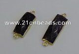 NGC5088 12*30mm - 15*35mm faceted rectangle amethyst connectors