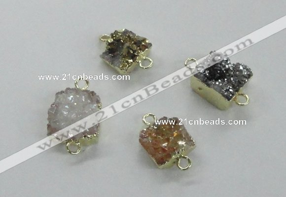 NGC509 8*10mm - 12*14mm freeform plated druzy agate connectors