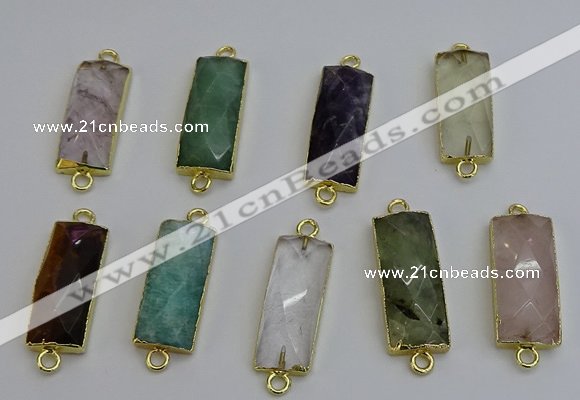 NGC5092 12*30mm - 15*35mm faceted rectangle mixed gemstone connectors