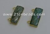 NGC5102 12*30mm - 15*35mm faceted rectangle amazonite connectors