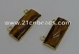 NGC5106 12*30mm - 15*35mm faceted rectangle yellow tiger eye connectors