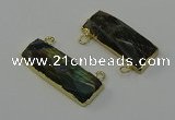 NGC5109 12*30mm - 15*30mm faceted rectangle labradorite connectors