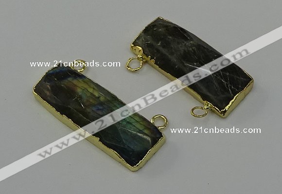 NGC5109 12*30mm - 15*30mm faceted rectangle labradorite connectors