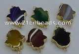 NGC5121 22*30mm - 25*35mm hamsahand agate gemstone connectors