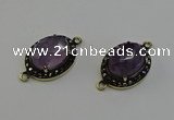 NGC5127 16*20mm oval amethyst gemstone connectors wholesale