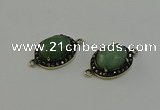 NGC5132 16*20mm oval green aventurine gemstone connectors wholesale