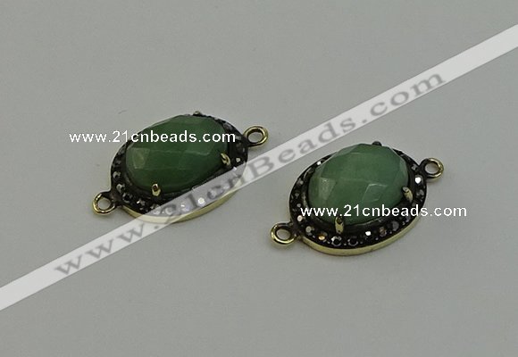 NGC5132 16*20mm oval green aventurine gemstone connectors wholesale