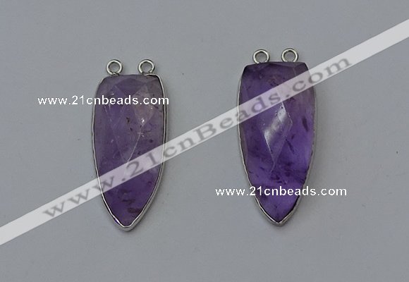 NGC5141 16*35mm - 18*40mm arrowhead amethyst connectors