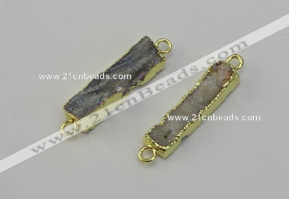 NGC5178 8*30mm - 10*35mm rectangle druzy agate connectors