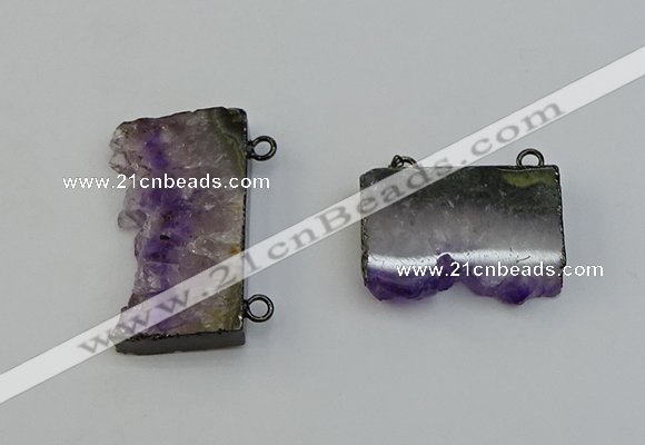 NGC5182 20*35mm - 22*40mm freeform druzy amethyst connectors