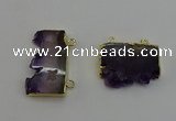 NGC5184 20*35mm - 22*40mm freeform druzy amethyst connectors