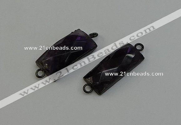 NGC5199 12*30mm - 15*30mm faceted rectangle amethyst connectors