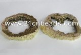 NGC521 45*50mm - 55*65mm freeform plated druzy agate connectors