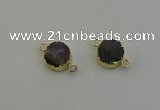 NGC5219 15mm - 16mm coin druzy amethyst gemstone connectors