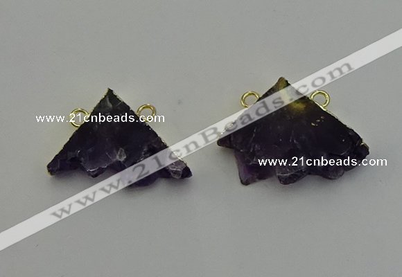 NGC5221 22*30mm - 25*35mm freeform druzy amethyst connectors