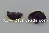 NGC5264 25*35mm - 30*40mm freeform druzy amethyst connectors