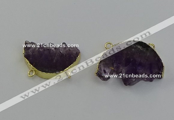 NGC5264 25*35mm - 30*40mm freeform druzy amethyst connectors