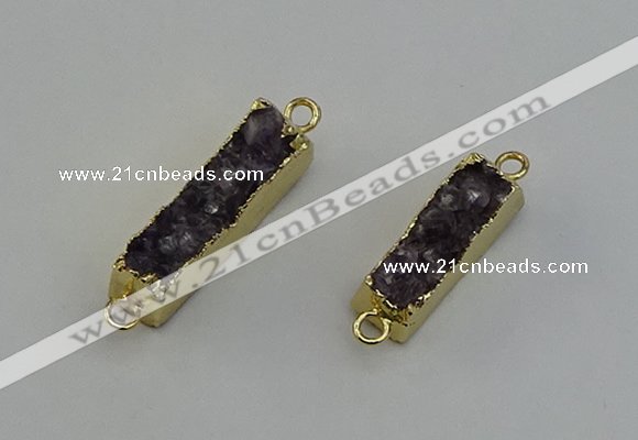 NGC5265 8*25mm - 10*32mm rectangle druzy amethyst connectors