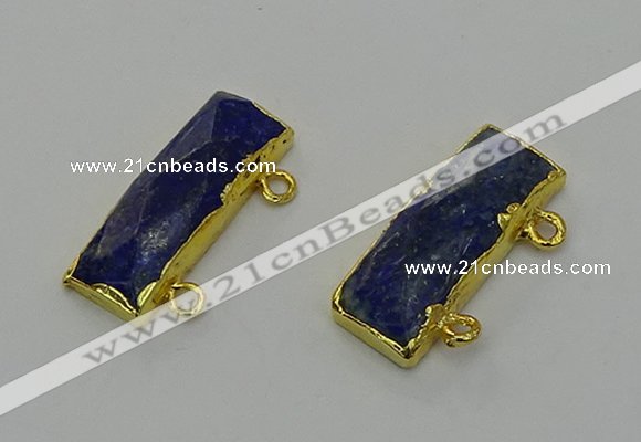 NGC5309 12*30mm - 15*35mm faceted rectangle lapis lazuli connectors