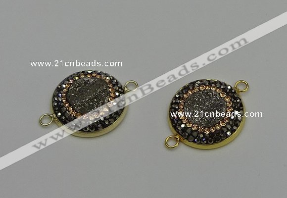 NGC5314 20mm - 22mm coin plated druzy agate connectors