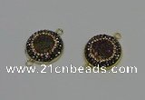 NGC5315 20mm - 22mm coin plated druzy agate connectors