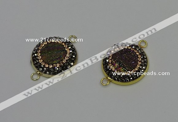 NGC5315 20mm - 22mm coin plated druzy agate connectors