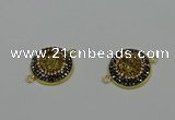 NGC5316 20mm - 22mm coin plated druzy agate connectors