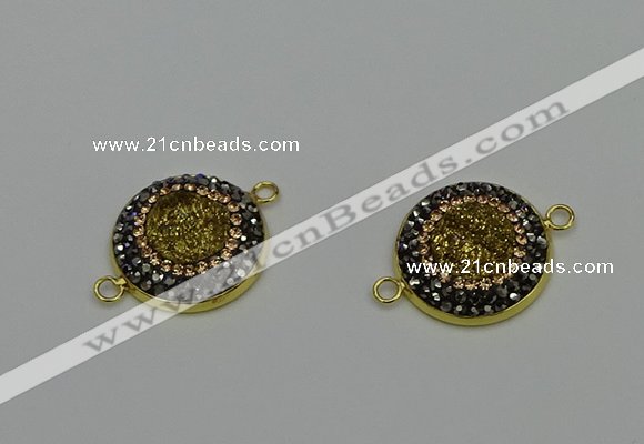 NGC5316 20mm - 22mm coin plated druzy agate connectors