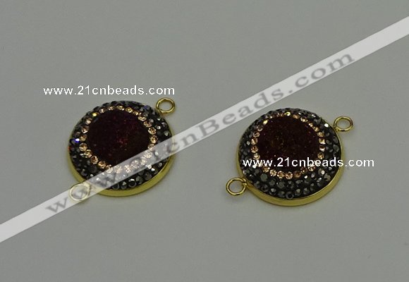 NGC5317 20mm - 22mm coin plated druzy agate connectors