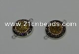 NGC5325 20mm - 22mm coin plated druzy agate connectors