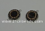 NGC5328 20mm - 22mm coin plated druzy agate connectors