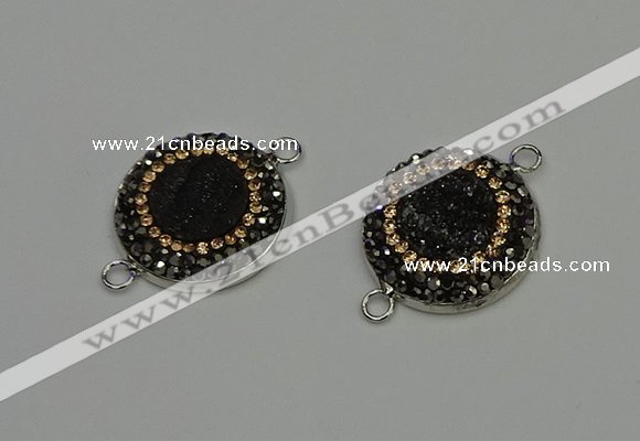 NGC5328 20mm - 22mm coin plated druzy agate connectors