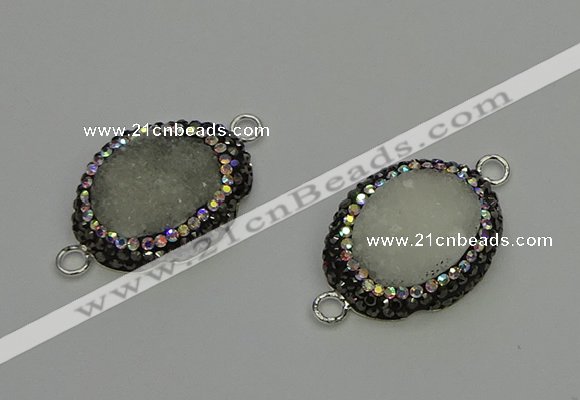 NGC5333 22*28mm oval plated druzy agate connectors wholesale